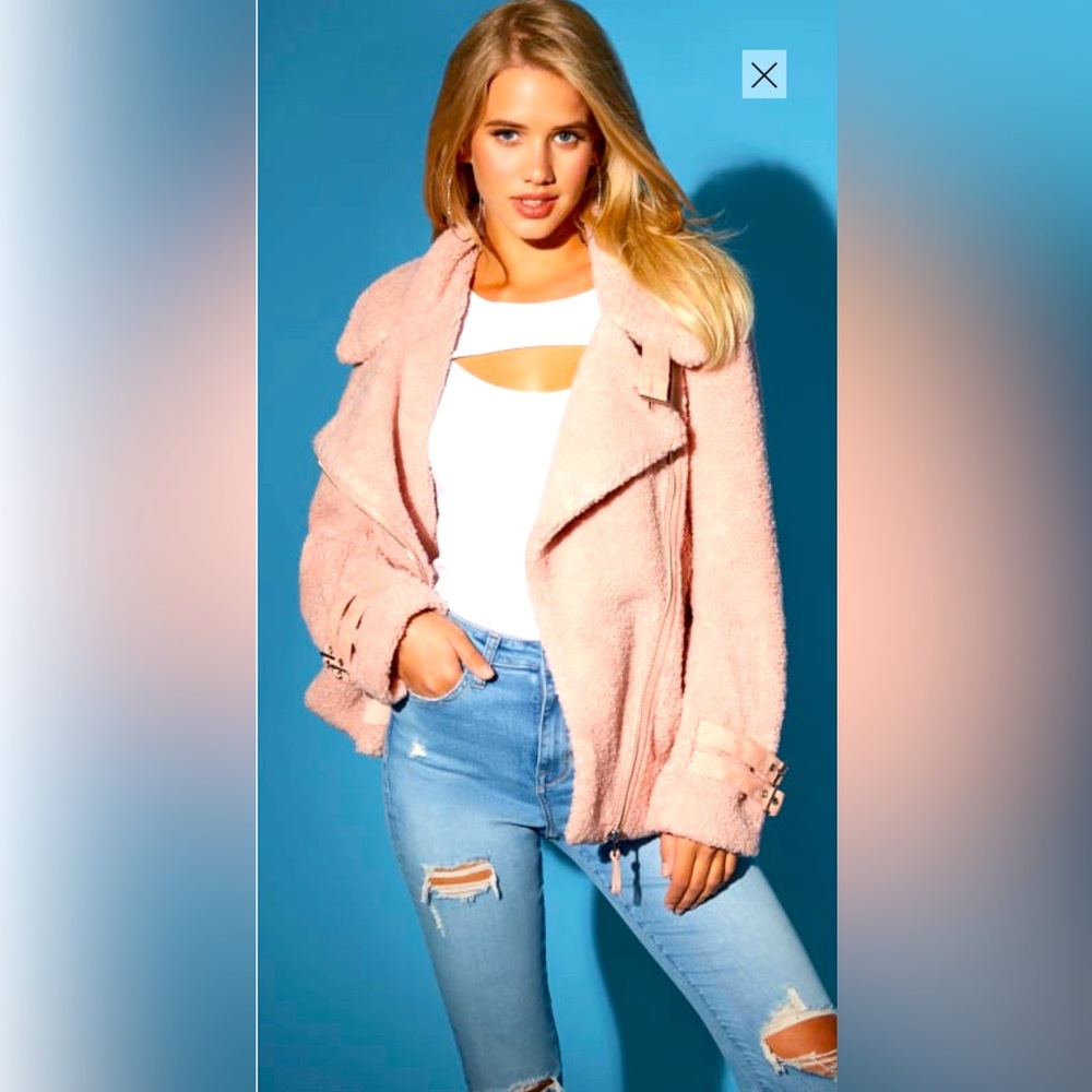 NWT GUESS✨GRETCHEN SHERPA MOTO COAT-Med
